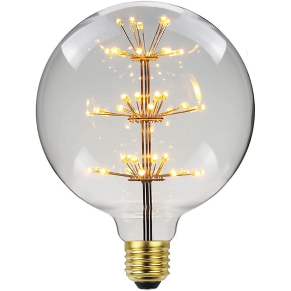 Firework Light Bulb - 3W Retro Starry LED Bulb E27 Base, Vintage Edison Dimmable Fairy Firework Decorative Light, Unique Light Bulbs for Home, Bars & Parties