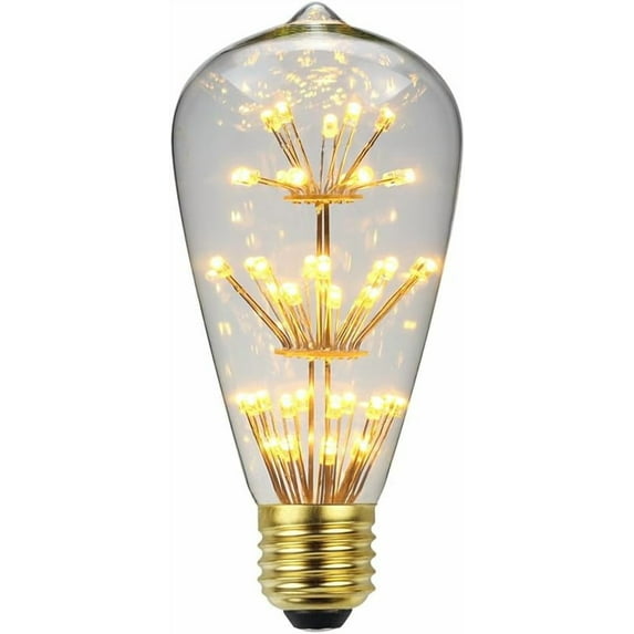 Firework Light Bulb - 3W Retro Starry LED Bulb E27 Base, Vintage Edison Dimmable Fairy Firework Decorative Light, Unique Light Bulbs for Home, Bars & Parties