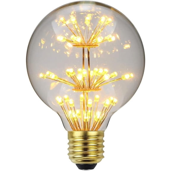 Firework Light Bulb, 3W Retro Starry Light Bulb E27 Base Vintage Edison Dimmable LED Light Bulb Fairy Firework Decorative Light Bulb LED Light Bulbs