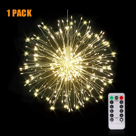 Firework Lights Wire Lights,120 LED DIY 8 Modes Dimmable String Fairy Lights with Remote Control,Waterproof Decorative Hanging Starburst Lights for Christmas, Home, Patio, Indoor Outdoor Decoration