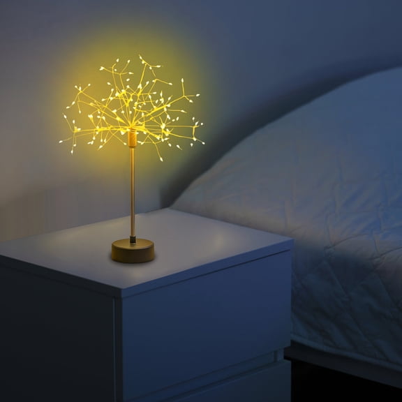 Firework Night Light, Starry Table Lamp, USB Battery Powered Warm LED Centerpiece for Bedroom Living Room Holiday Party Decor