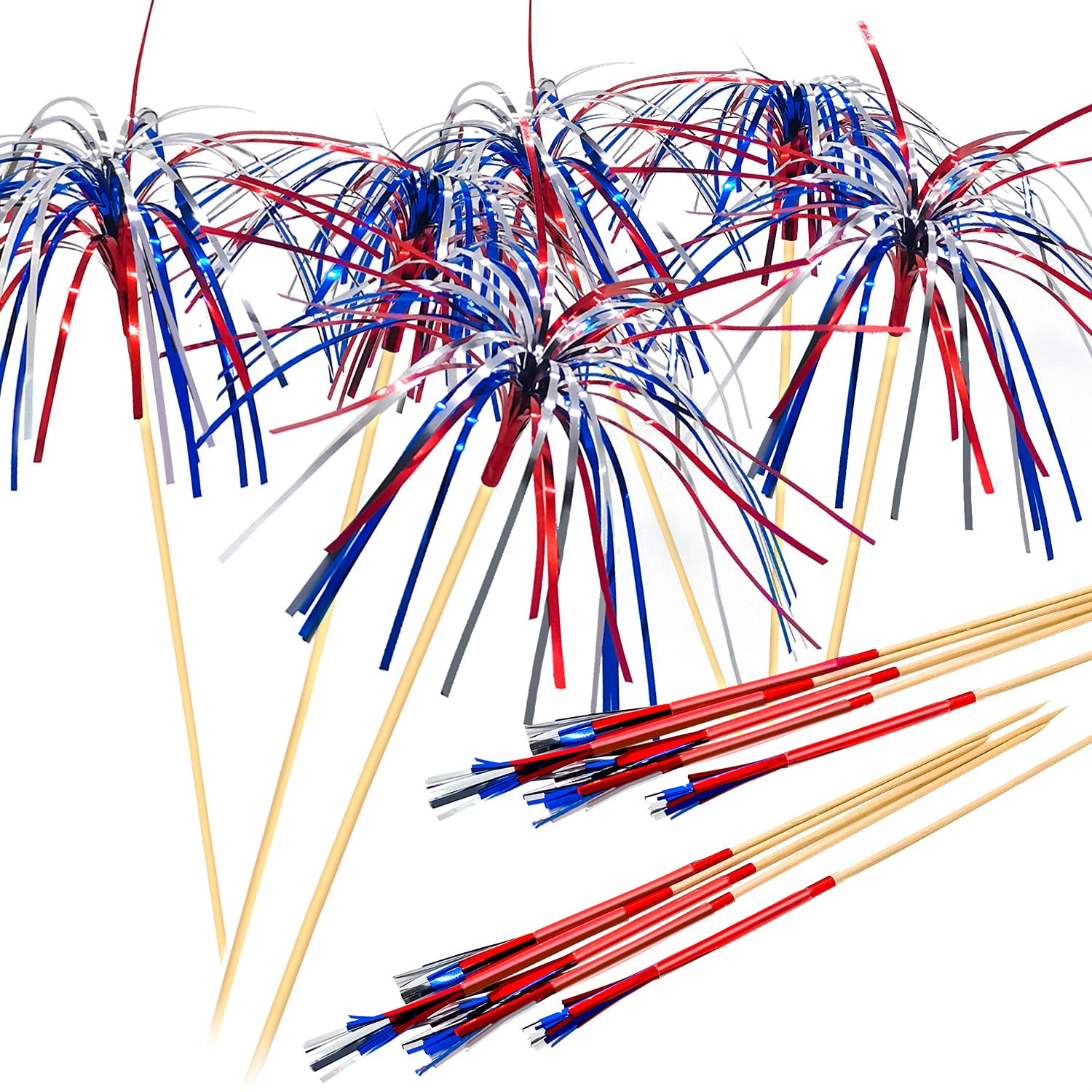 Red White Blue Firework Picks 100 Pack, 4th of July Party Supplies, Bamboo  Appetizer Sticks for Cakes, Kebabs, Tapas, Independence Day, Red -  Walmart.com, image size:1500x1500