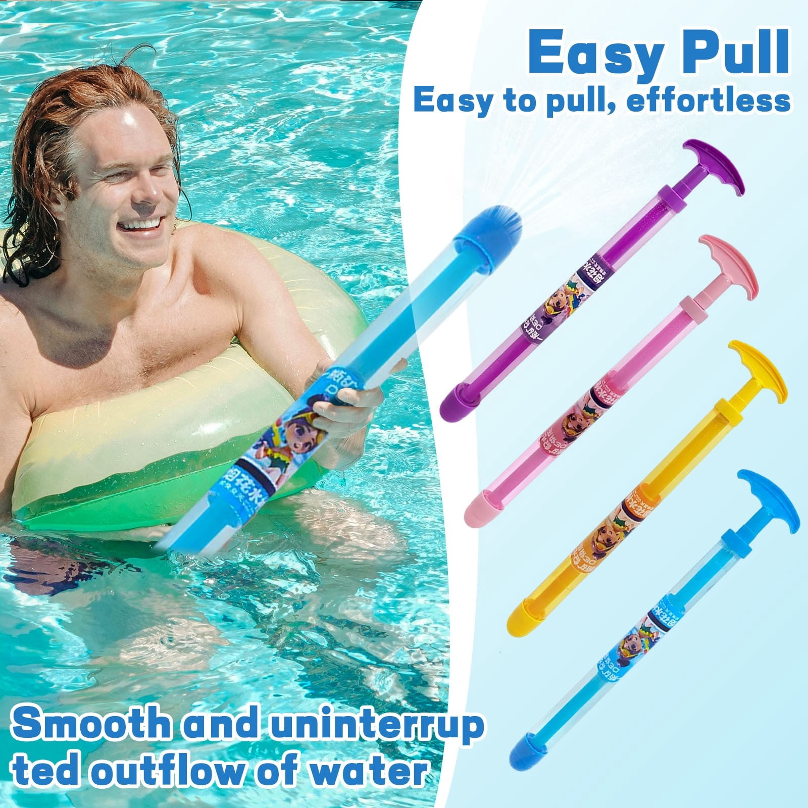 Firework-Shaped Spray Water Gun, 4 Pack 15.2in Pull-Out Large Capacity Water Blaster for Pool Beach Summer Outdoor Party Games Fireworks Water Gun Firework Water Gun