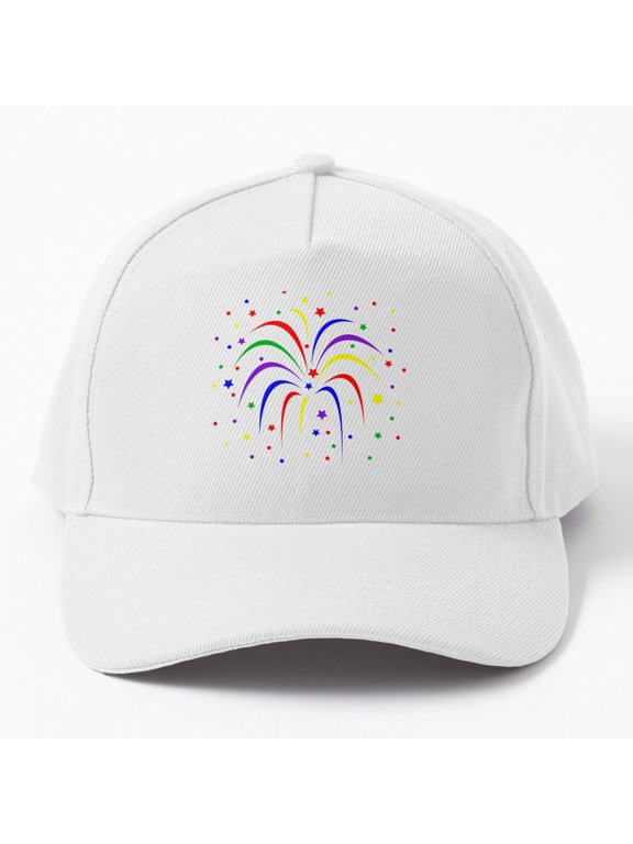Firework Splash Baseball Cap, Color Burst Celebration Graphic Design, Classic Hat