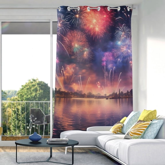 Firework Starry Sky Blackout Curtain Panels Drapes Privacy Assured with Light Filtering Curtains for Living room Bedroom Bathroom Window