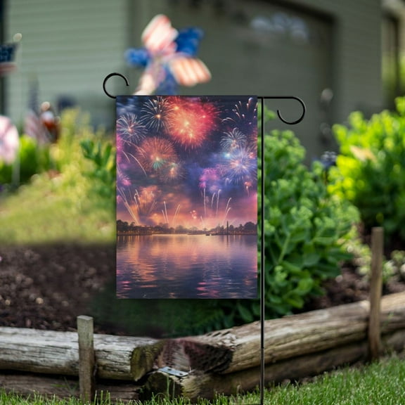Firework Starry Sky Garden Flag Double Sided Outdoor Banners for Courtyard Outdoor Lawn Farmhouse Holiday Decorations