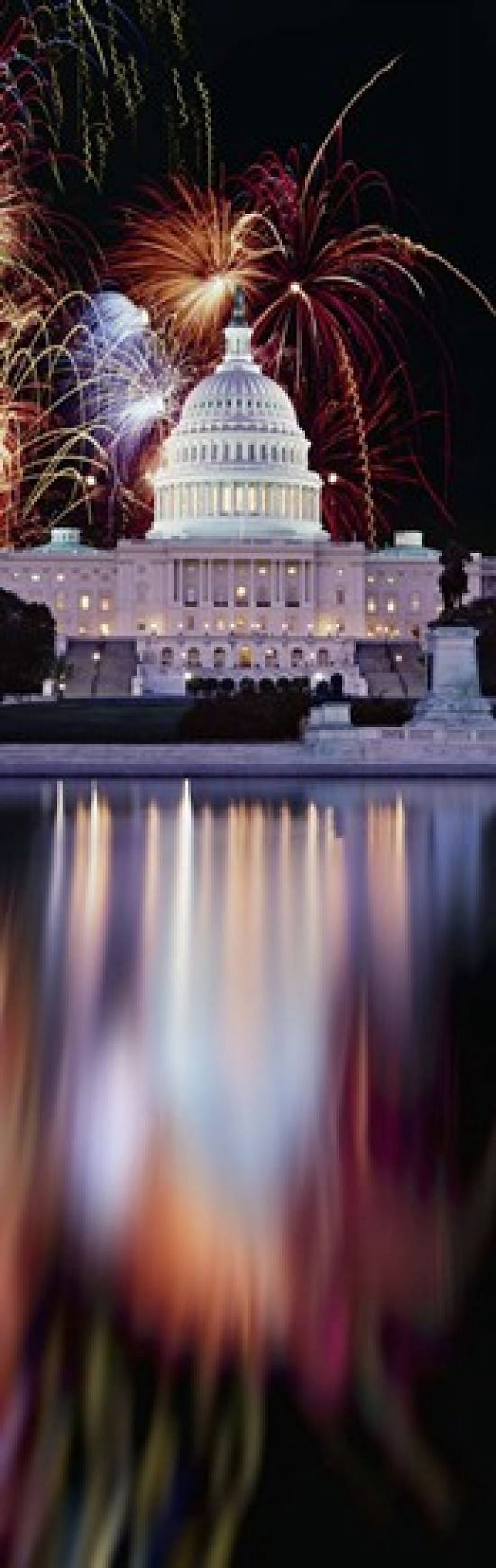 Firework display over a government building at night Capitol Building Capitol Hill Washington DC USA Canvas Art - Panoramic Images (18 x 6)