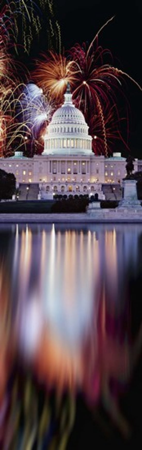 Firework display over a government building at night Capitol Building Capitol Hill Washington DC USA Canvas Art - Panoramic Images (36 x 12)
