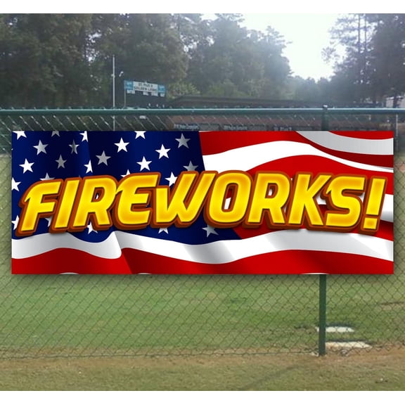 Fireworks! 13 oz Vinyl Banner With Metal Grommets