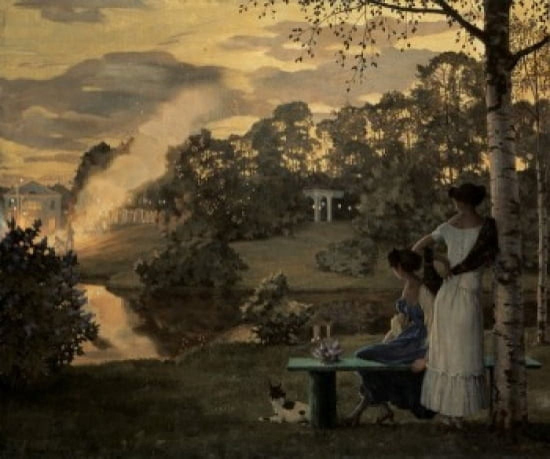 Fireworks 1922 Konstantin Andreevic Somov (1869-1939 Russian) Brodski-Museum St Petersburg Russia Canvas Art - Konstantin Andreevic Somov (24 x 36)