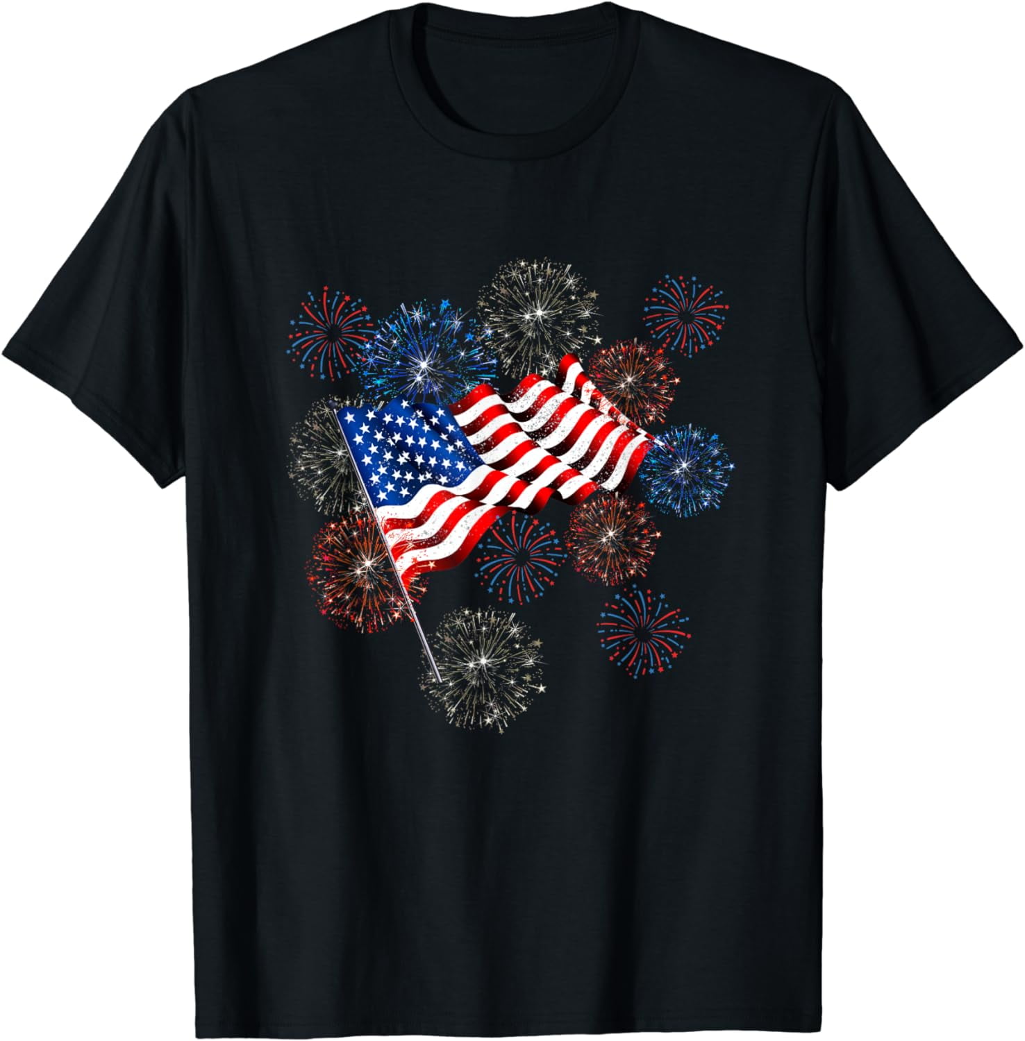 Fireworks 4th of July American Flag Patriotic Sparklers T-Shirt ...