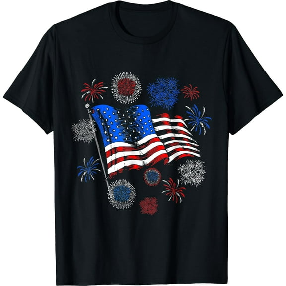 Fireworks 4th of July American Flag Patriotic Sparklers T-Shirt