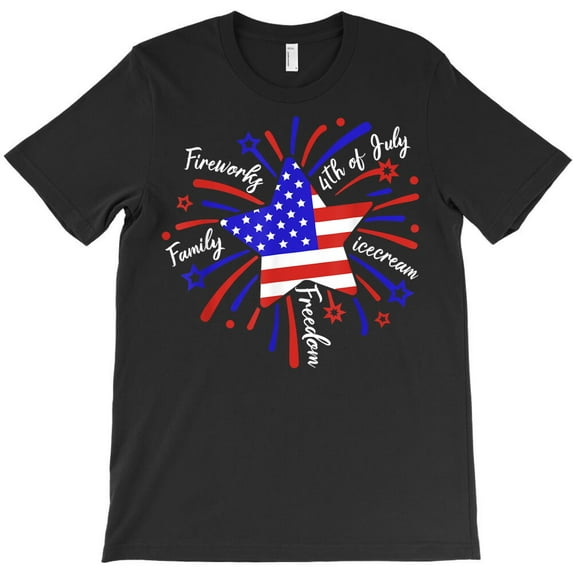Fireworks 4th of July Men Women American Flag Patriotic Themed Holiday - USA Printed G37661 Unisex T-Shirt, Up to Size 5XL