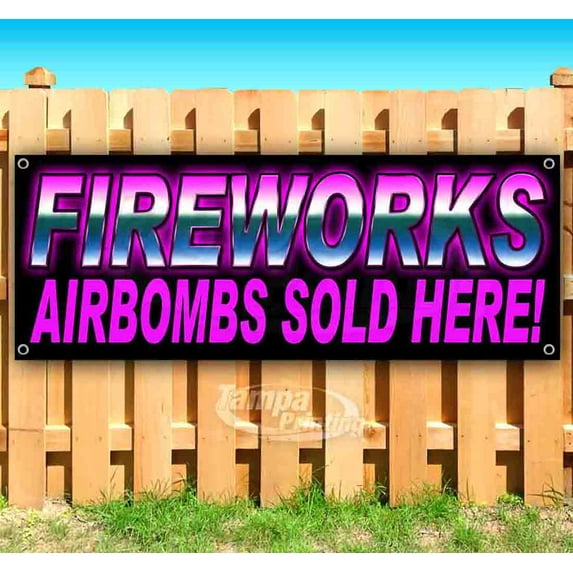 Fireworks Airbombs Pr 13 oz Vinyl Banner With Metal Grommets