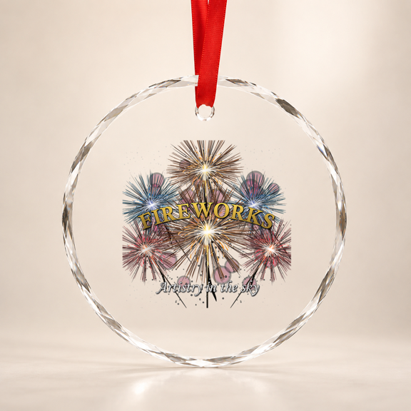 Fireworks Artistry In The Sky Pyro Explosion Pyrotechnician Glass Ornament