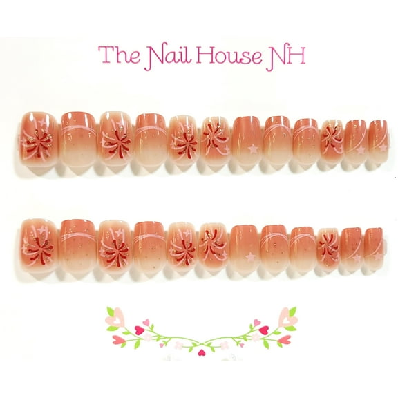 Fireworks At Dusk Sparkle Glossy Ombre Short Coffin Press-On Nails - 24 Pieces - Artificial Nail Kit