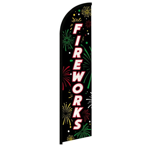 Fireworks (Black) Windless Banner Flag