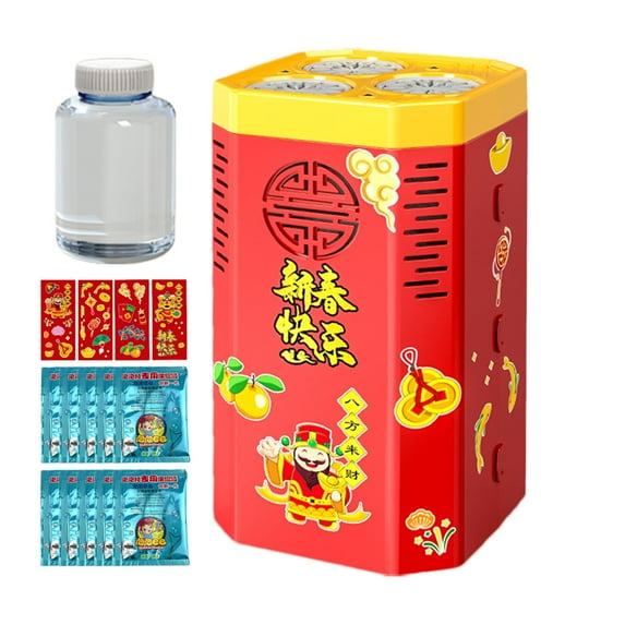 Fireworks Bubble Machine, Fun Bubble Blower with 36 Holes, Realistic Sound, Colorful LED Lights, Rechargeable Outdoor Bubble Machines for New Year Christmas Party