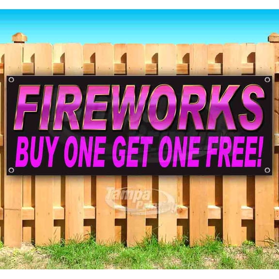 Fireworks Buy One Get One Free 13 oz Vinyl Banner With Metal Grommets