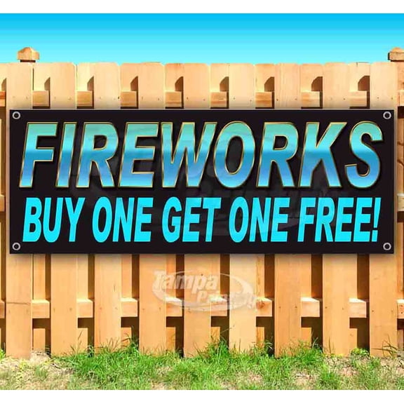 Fireworks Buy One Get One Free 13 oz Vinyl Banner With Metal Grommets