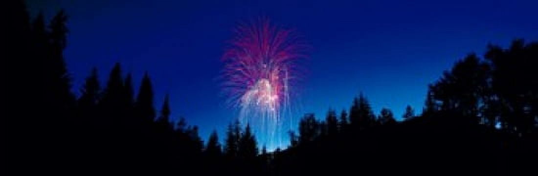 Fireworks Canada Day Banff National Park Alberta Canada Canvas Art - Panoramic Images (36 x 12)