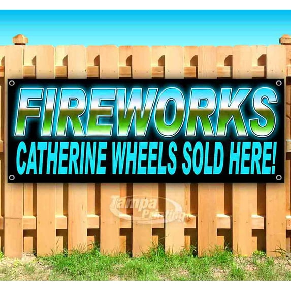Fireworks Catherine Wheels Bl 13 oz Vinyl Banner With Metal Grommets