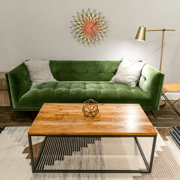 Ardeola - Fireworks Copper - 16 in Large Wooden Sunburst Wall Clock in Copper/Gold