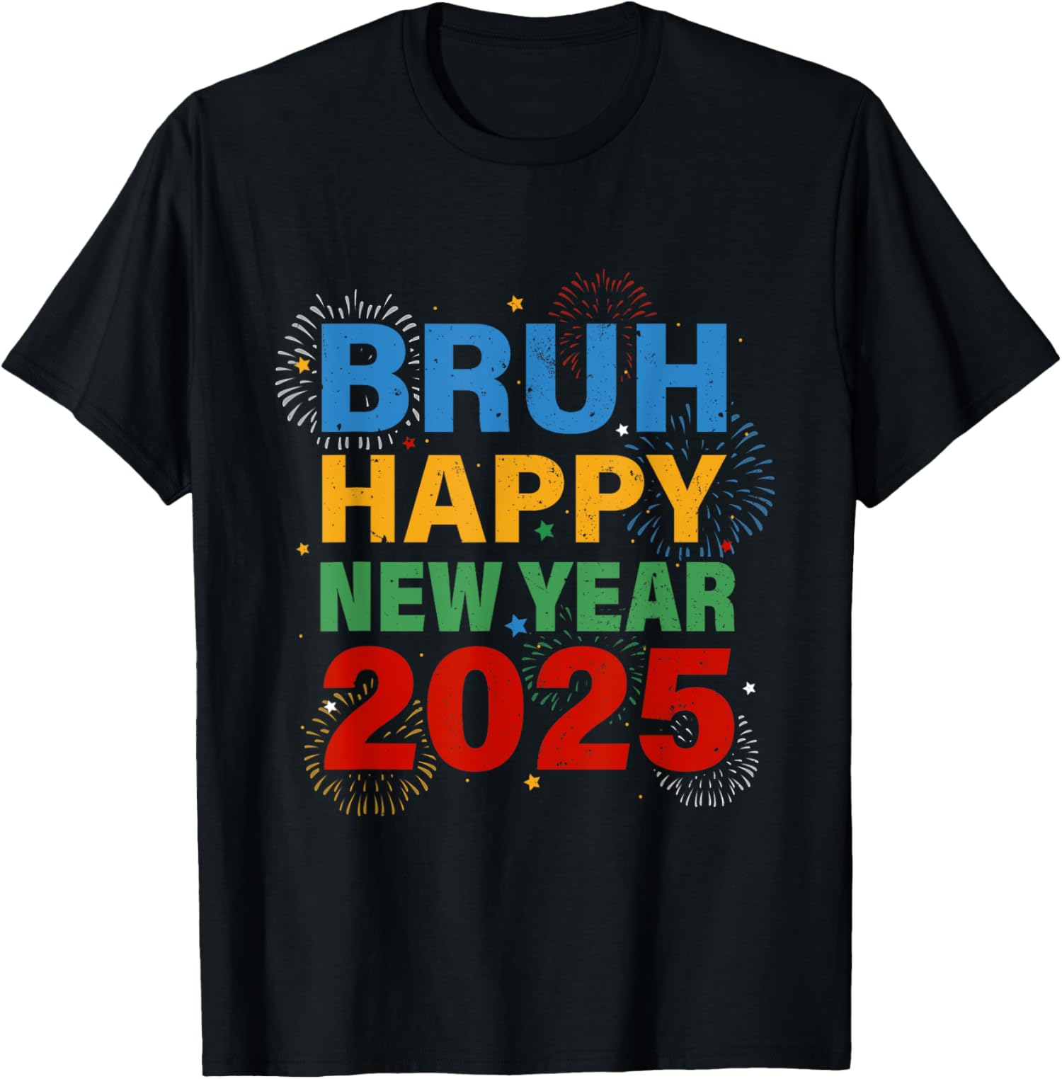 Fireworks Countdown Party Vintage Bruh Happy New Year 2025 TShirt
