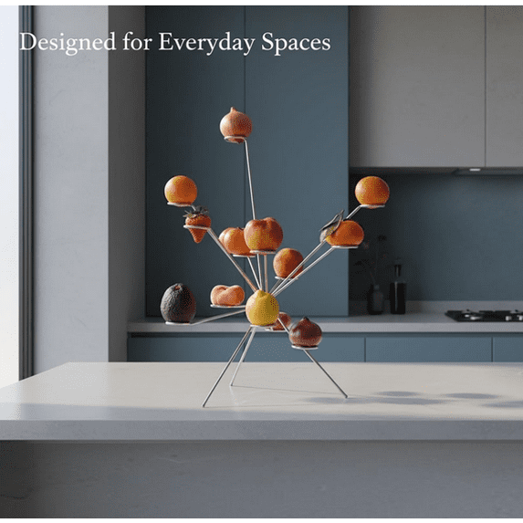 2026 New Exploding Fruit Bowl, Floating Art Fruit Display, 360° Ventilated Metal Fruit Stand, Handcrafted Modern Centerpiece for Kitchen & Dining Table Golden