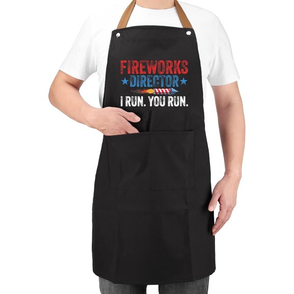 Fireworks Direction I Run You Run 4th Of July Kitchen Apron