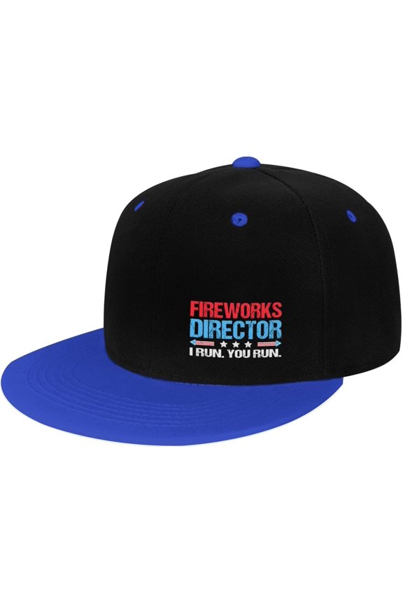 Fireworks Director I Run You Run Flat Bill Hats Contrast Hip Hop Baseball Cap Unisex Snapback Rock Caps