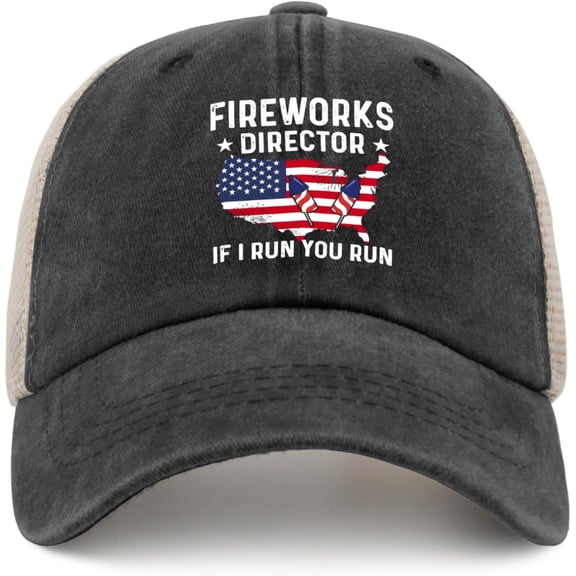 Fireworks Director If I Run You Run Trucker Hat Women Trendy Mesh Baseball Cap for Summer