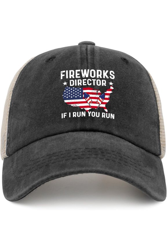 Fireworks Director If I Run You Run Trucker Hat Women Trendy Mesh Baseball Cap for Summer