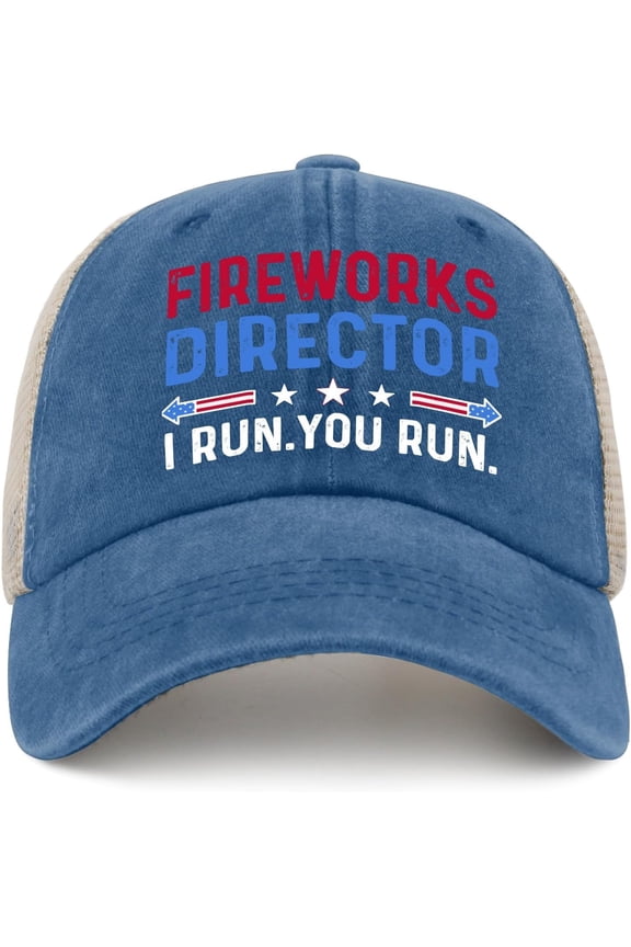 Fireworks Director If I Run You Run Trucker Hat Women Trendy Mesh Baseball Cap for Summer