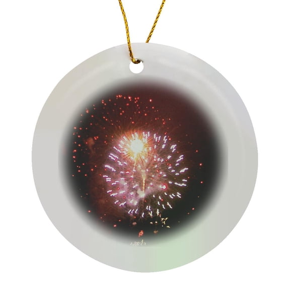3drose, Fireworks Display 4th of July Celebration, Circle Porcelain Ornament