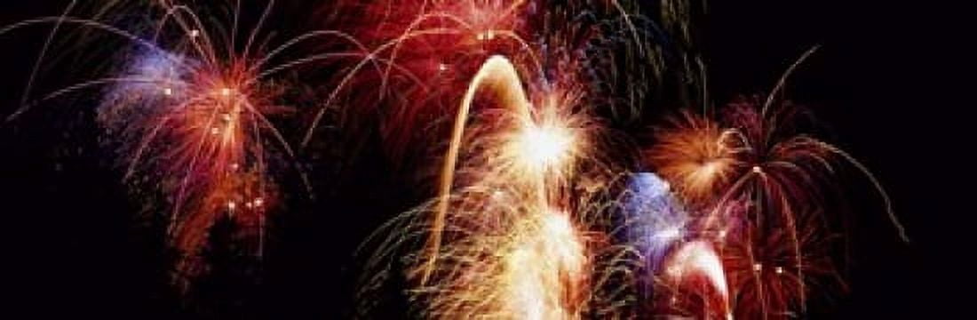 Fireworks Display Banff Alberta Canada Canvas Art - Panoramic Images (18 x 6)