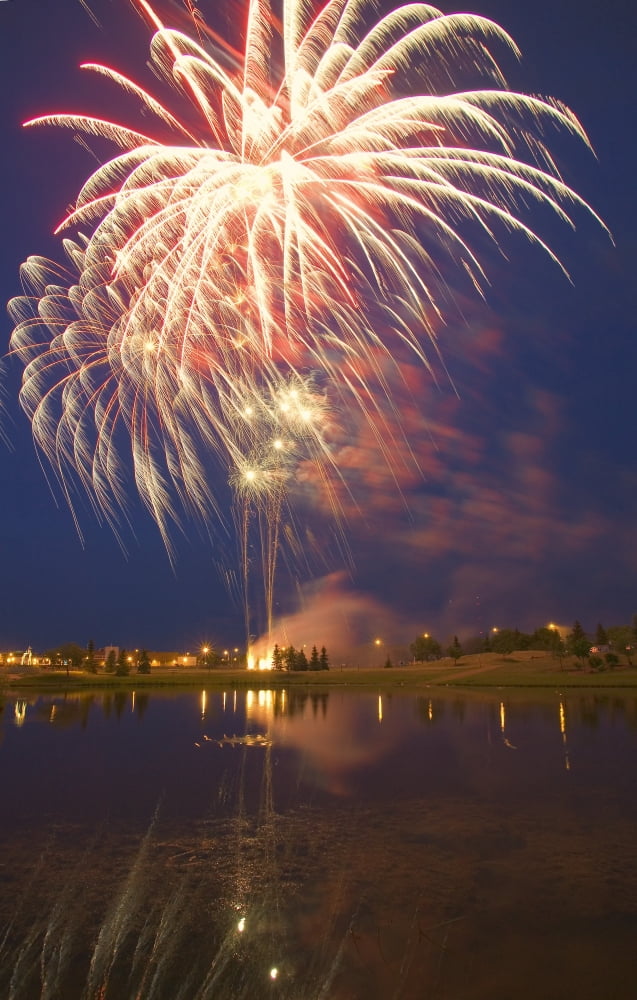 Fireworks Display On Canada Day Sherwood Park Alberta Canada Canvas Art - Carson Ganci Design Pics (11 x 17)