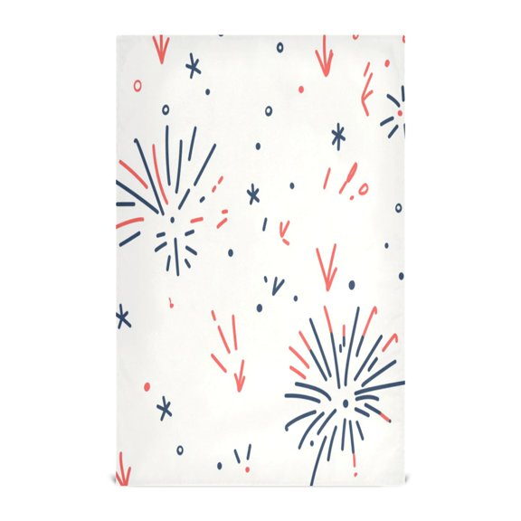 Fireworks Doodle Pattern Design Decorative Waffle Towel Kitchen Dishcloth 28x18in Multi-Use Tea Towel