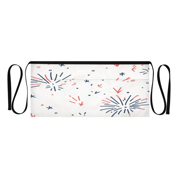Fireworks Doodle Pattern Design Multi Pocket Short Apron Waterproof, Adjustable 96.5in Belt for various occasions