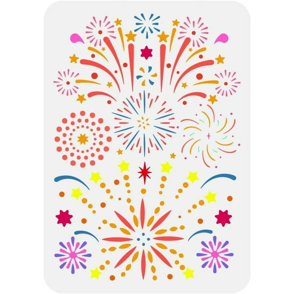 Fireworks Drawing Stencil 11.7x8.3inch Reusable Various Shapes Fireworks Painting Template Brilliant Fireworks Decoration Stencil DIY Stencil