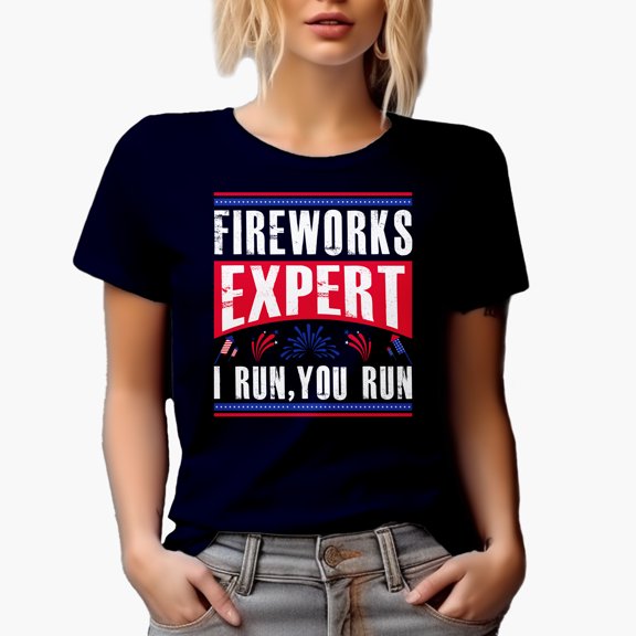 Fireworks Expert, I Run, You Run, Navy Blue T-Shirt, XL