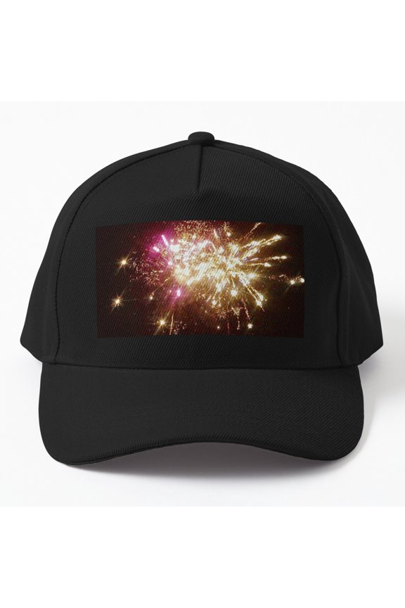 Fireworks Explosion Baseball Cap, Bright Burst Celebration Statement Design, Classic Hat