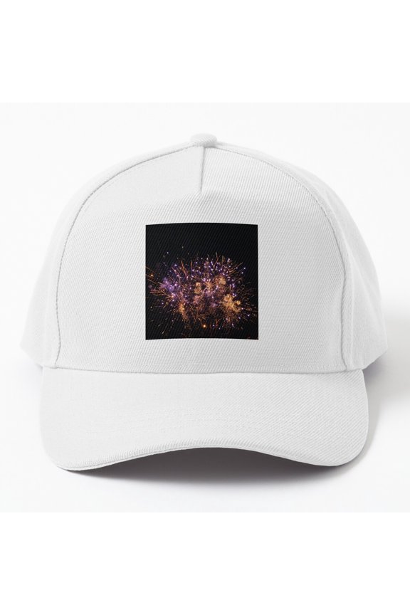 Fireworks Explosion Baseball Hat, Night Sky Celebration Graphic Design, Classic Cap