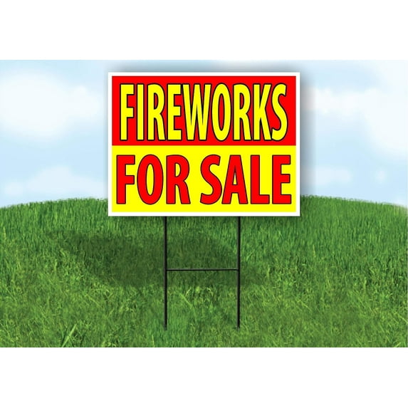 Fireworks For Sale Red Yellow Yard Sign Road Sign With Stand