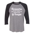 thumbnail image 1 of Fireworks. . .Getting Lit Tonight Unisex 3/4 Sleeve Baseball Raglan Tee, 1 of 2