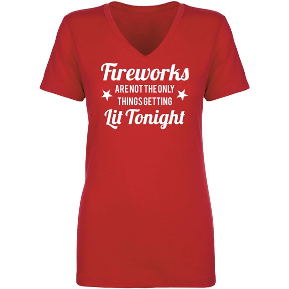 Fireworks. . .Getting Lit Tonight Womens V-Neck Tee