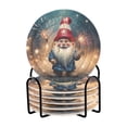 thumbnail image 1 of Fireworks Gnome American Flags 6 Pcs Drink Coasters with Holder Absorbent Coasters Woven Coasters for Drinks Table Desk Protection Home Decor, 1 of 7