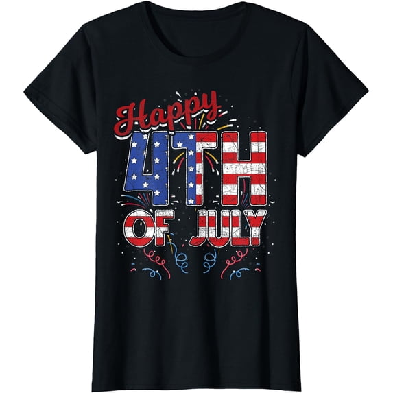 Fireworks Happy 4th Of July US Flag American 4th Of July T-Shirt