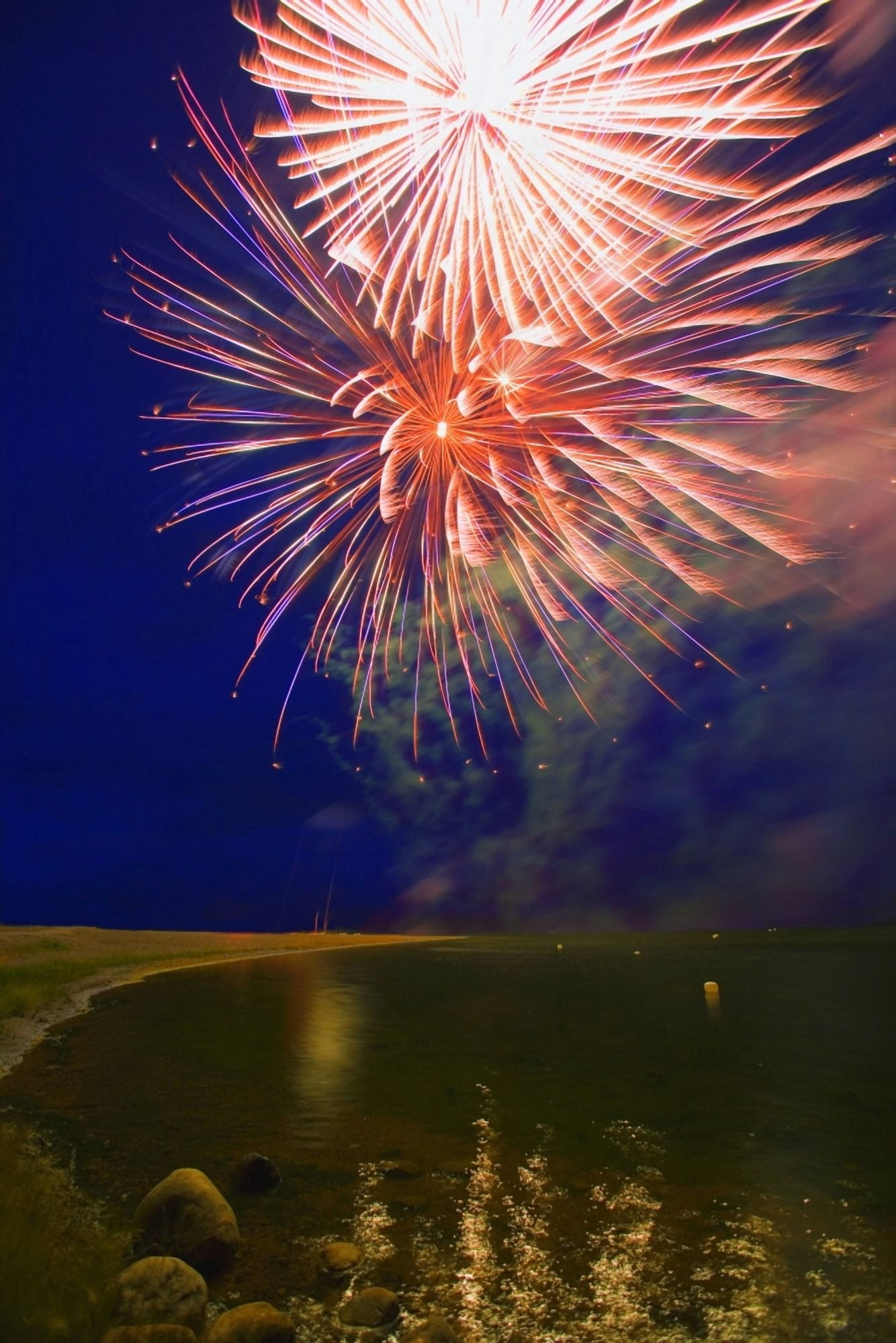 Fireworks In The Night Sky Canvas Art - Carson Ganci Design Pics (11 x 17)