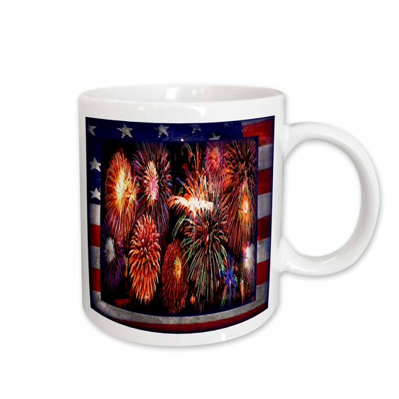 3drose, Fireworks on the 4th, 15oz Mug